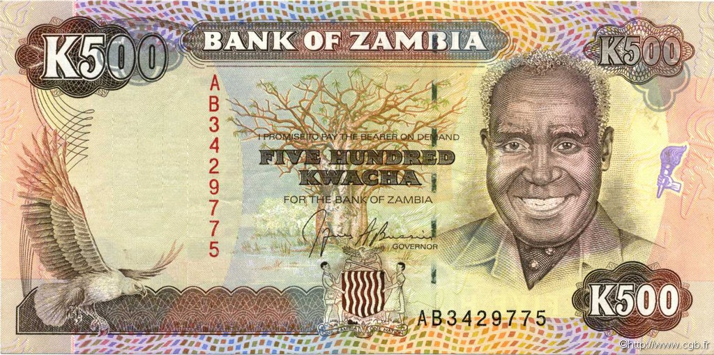 500 Kwacha SAMBIA  1991 P.35a VZ