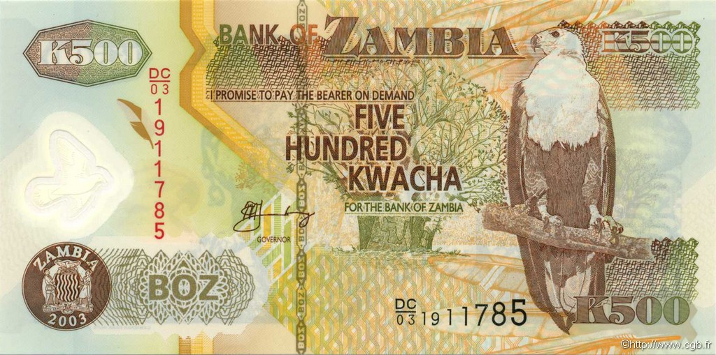 500 Kwacha SAMBIA  2003 P.43b ST