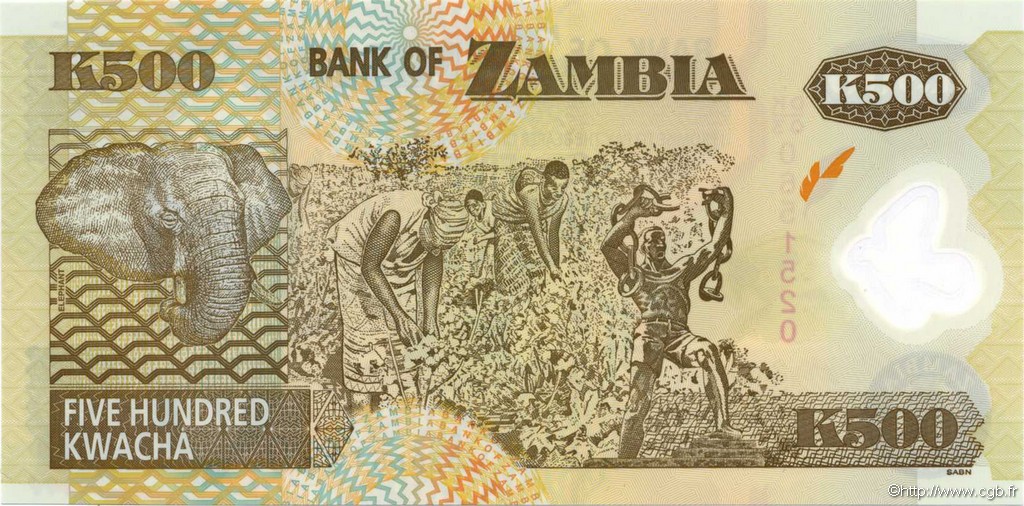 500 Kwacha ZAMBIA  2008 P.43f UNC