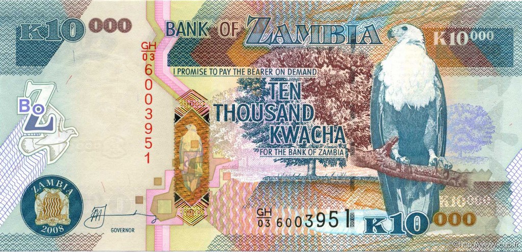 10000 Kwacha ZAMBIA  2008 P.46e UNC