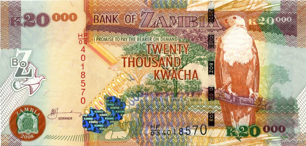 20000 Kwacha ZAMBIA  2008 P.47d UNC