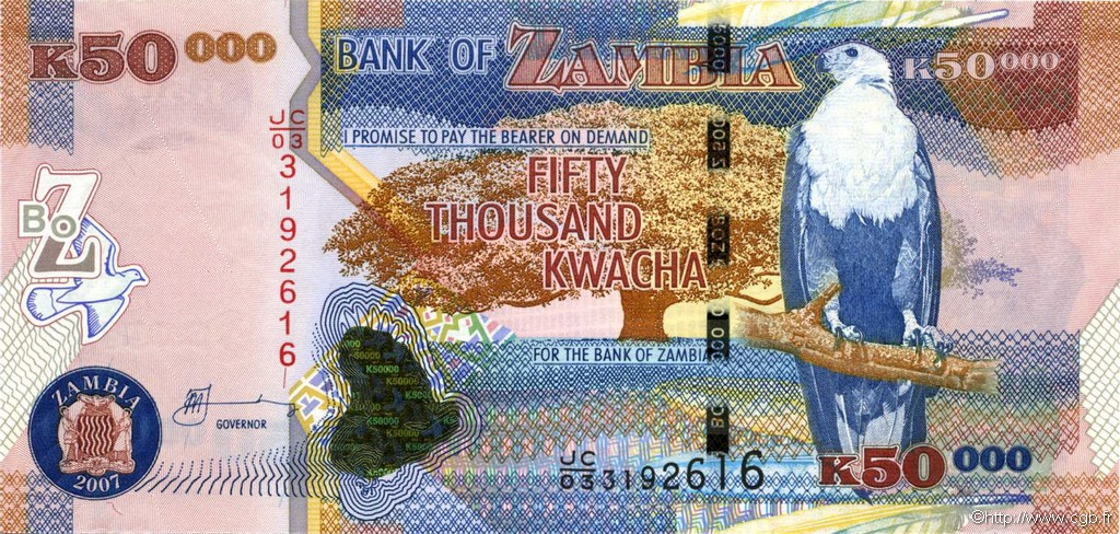 50000 Kwacha ZAMBIA  2007 P.48c UNC