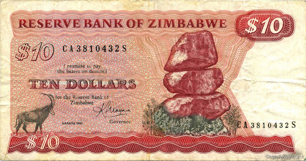 10 Dollars ZIMBABUE  1983 P.03d BC