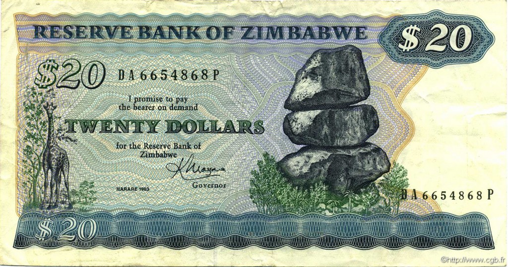20 Dollars SIMBABWE  1983 P.04c SS
