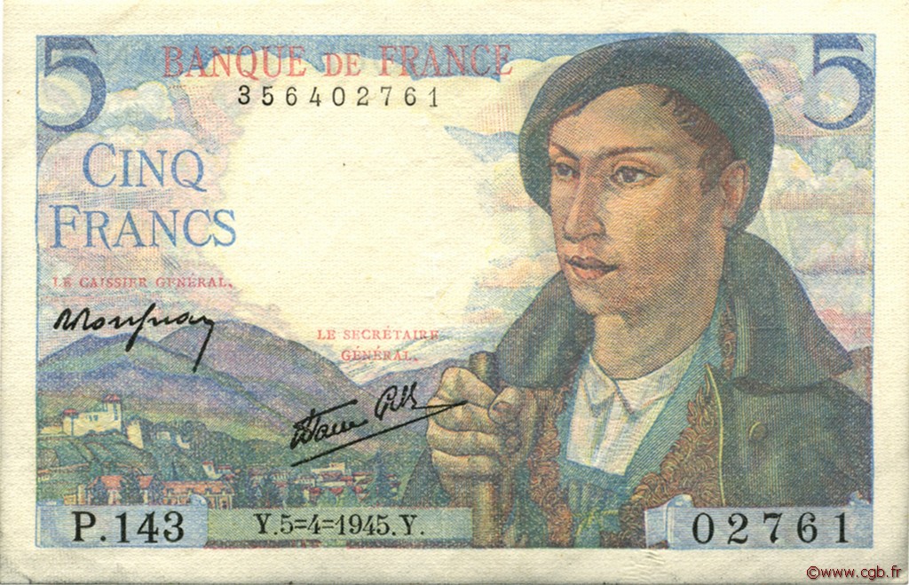 5 Francs BERGER FRANCIA  1945 F.05.06 EBC