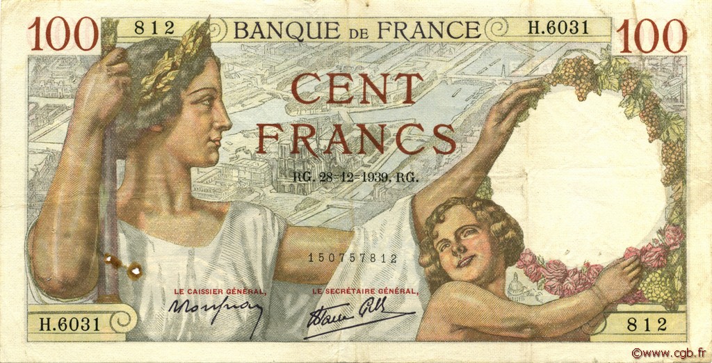 100 Francs SULLY FRANCIA  1939 F.26.19 BB