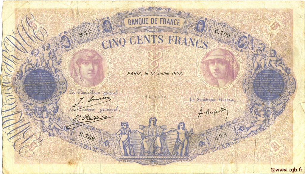 500 Francs BLEU ET ROSE FRANCIA  1923 F.30.27 RC