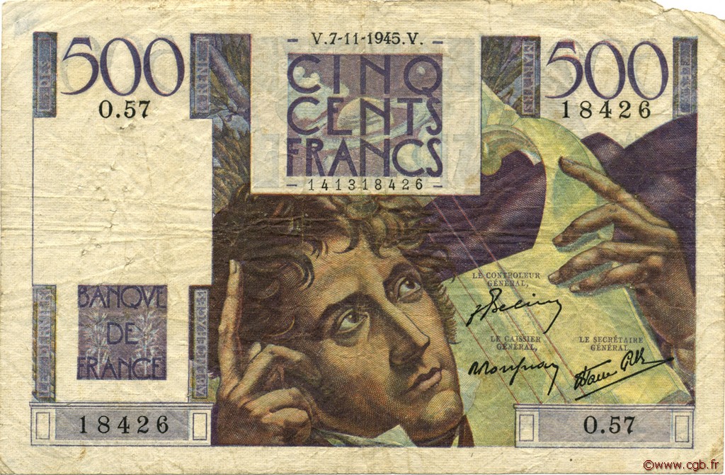 500 Francs CHATEAUBRIAND FRANCIA  1945 F.34.03 RC+
