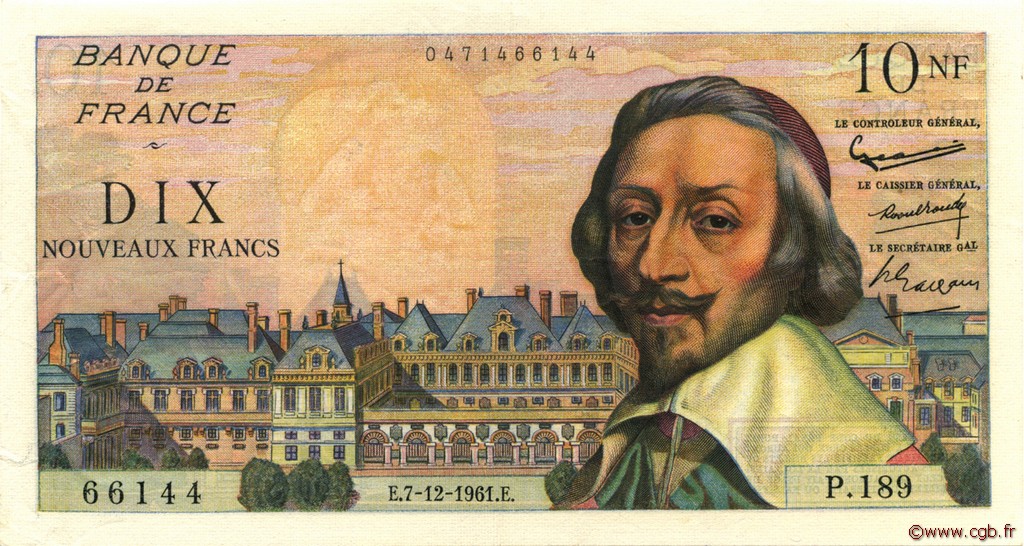 10 Nouveaux Francs RICHELIEU FRANCIA  1961 F.57.16 EBC+