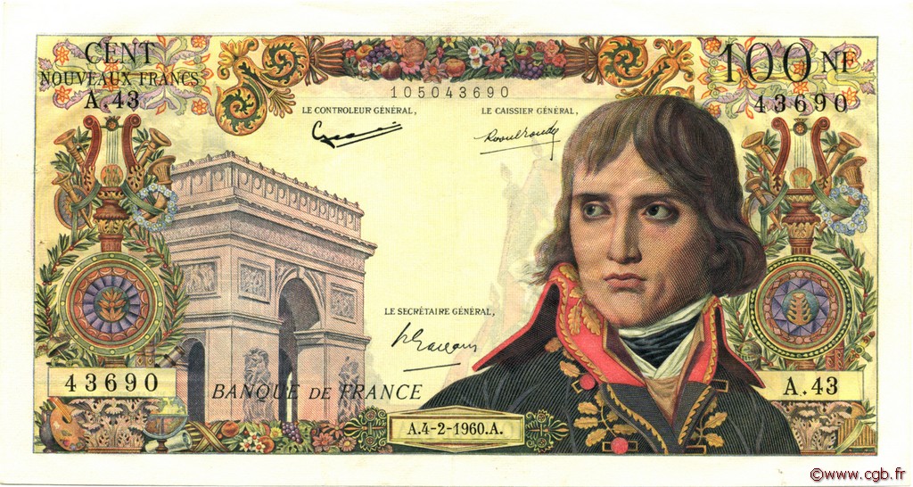 100 Nouveaux Francs BONAPARTE FRANKREICH  1960 F.59.05 VZ+
