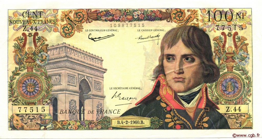100 Nouveaux Francs BONAPARTE FRANCIA  1960 F.59.05 SPL