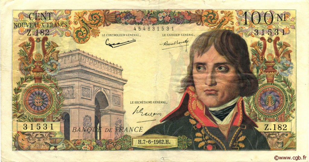 100 Nouveaux Francs BONAPARTE FRANCE  1962 F.59.16 F+