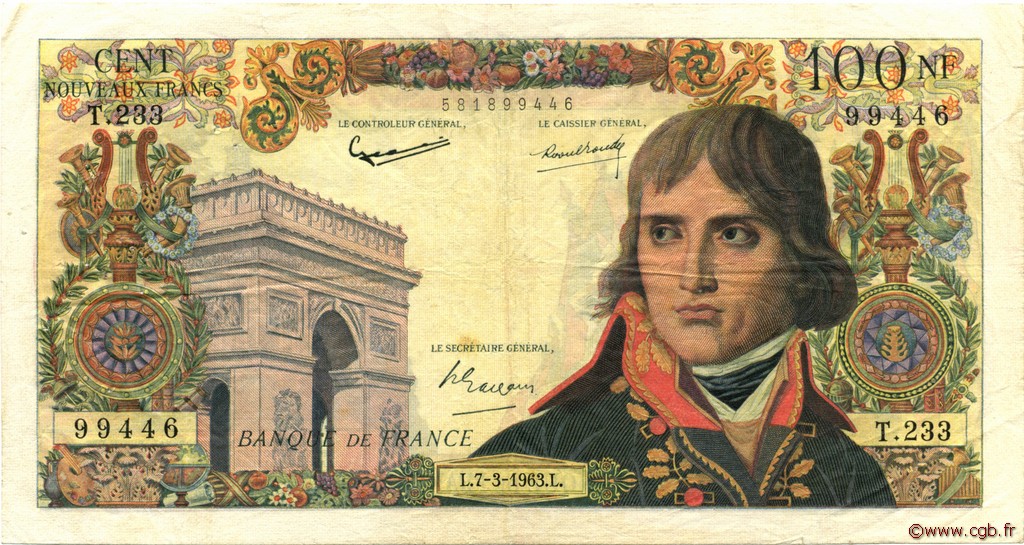 100 Nouveaux Francs BONAPARTE FRANCIA  1963 F.59.20 BC a MBC