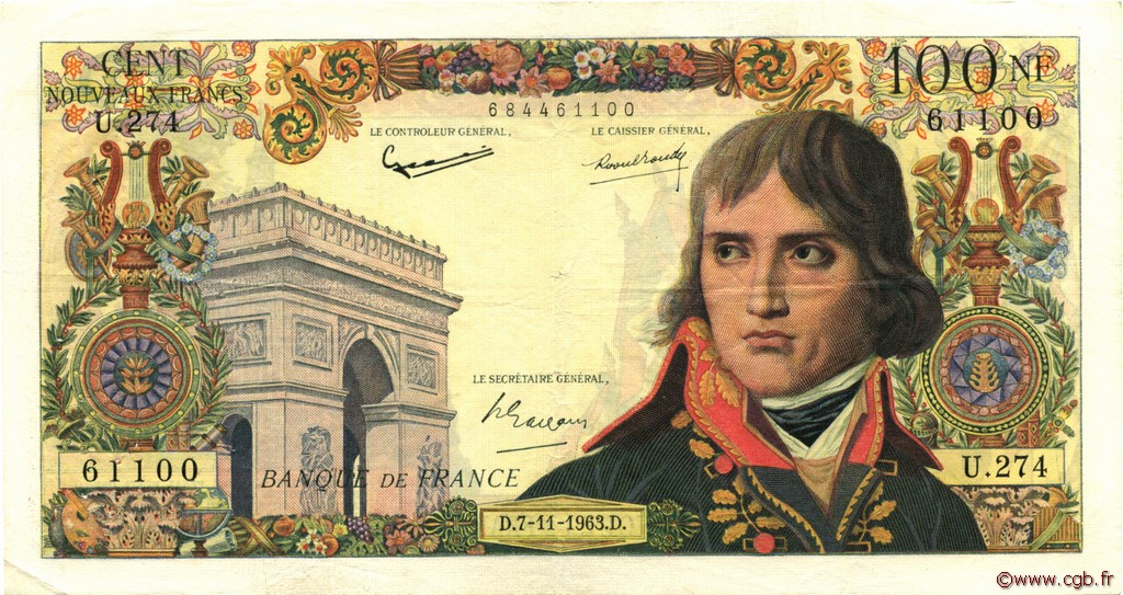 100 Nouveaux Francs BONAPARTE FRANKREICH  1963 F.59.24 fSS