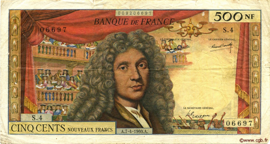 500 Nouveaux Francs MOLIÈRE FRANCE  1960 F.60.02 F