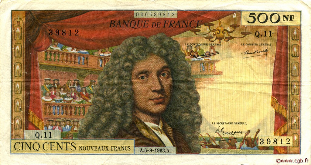 500 Nouveaux Francs MOLIÈRE FRANKREICH  1963 F.60.05 SS