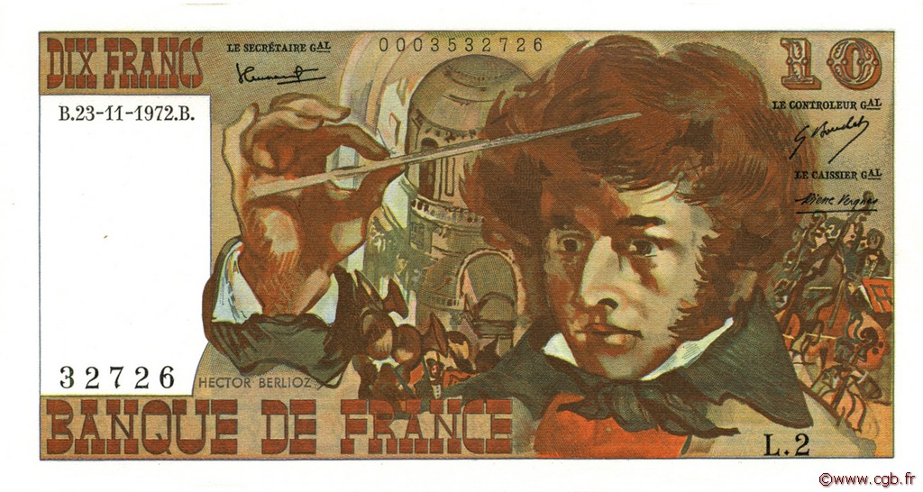 10 Francs BERLIOZ FRANCIA  1972 F.63.01 SC
