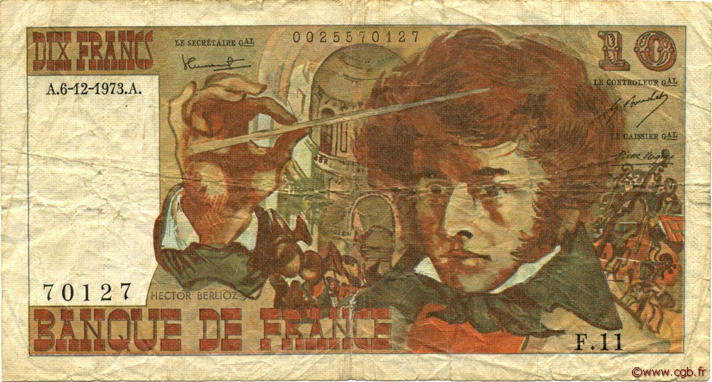 10 Francs BERLIOZ FRANCIA  1973 F.63.02 B