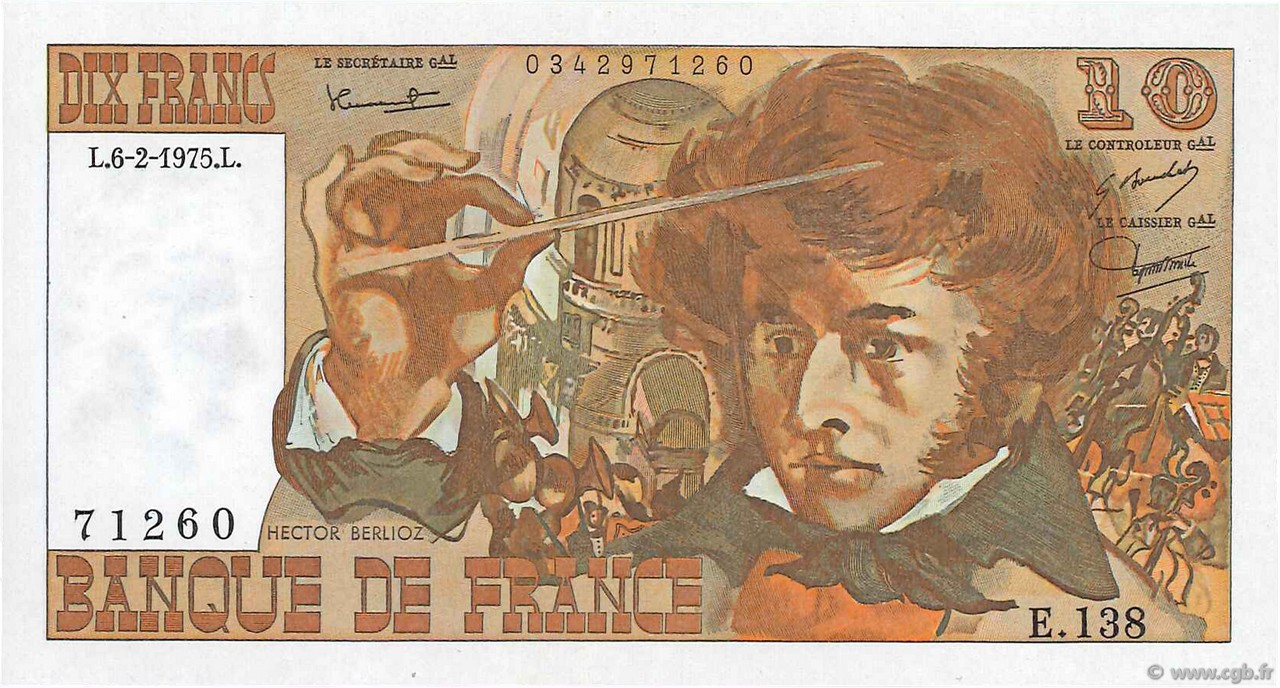10 Francs BERLIOZ FRANCIA  1975 F.63.08 q.FDC