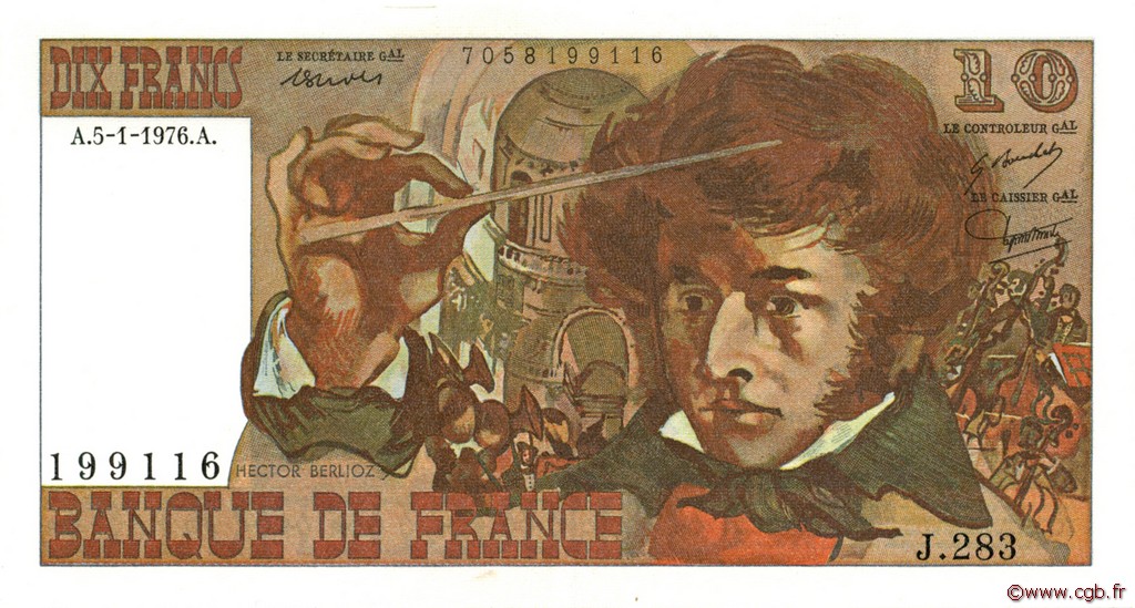 10 Francs BERLIOZ FRANCIA  1976 F.63.17-283 q.AU