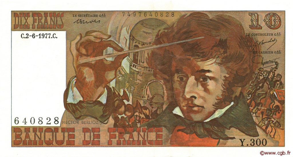 10 Francs BERLIOZ FRANKREICH  1977 F.63.22 VZ