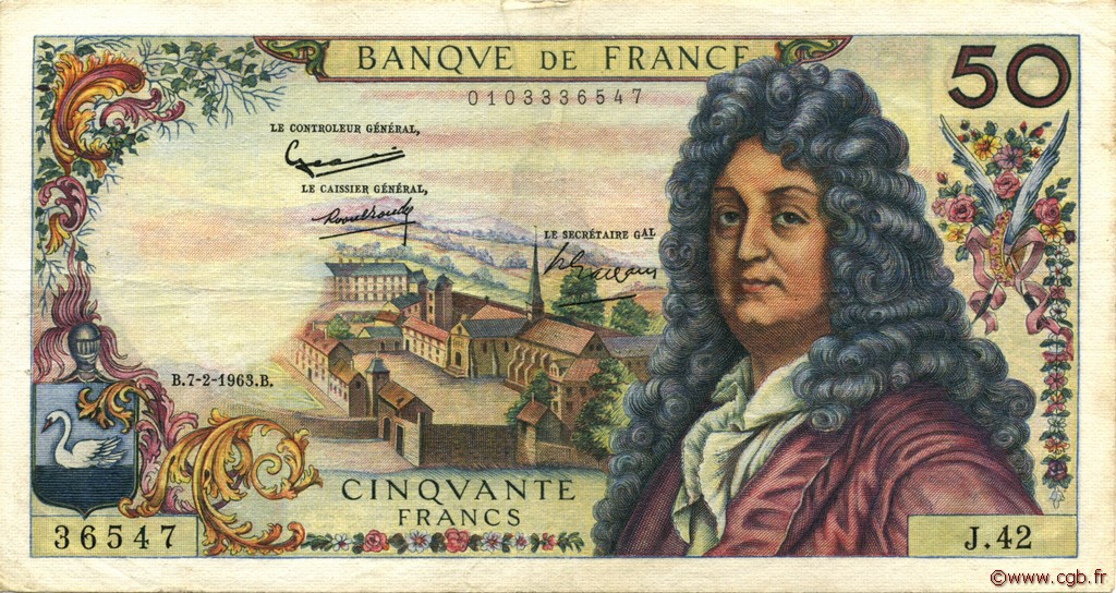 50 Francs RACINE FRANCIA  1963 F.64.04 MBC