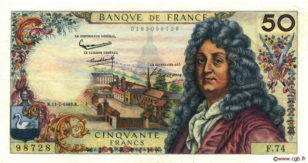 50 Francs RACINE FRANCIA  1963 F.64.06 q.SPL