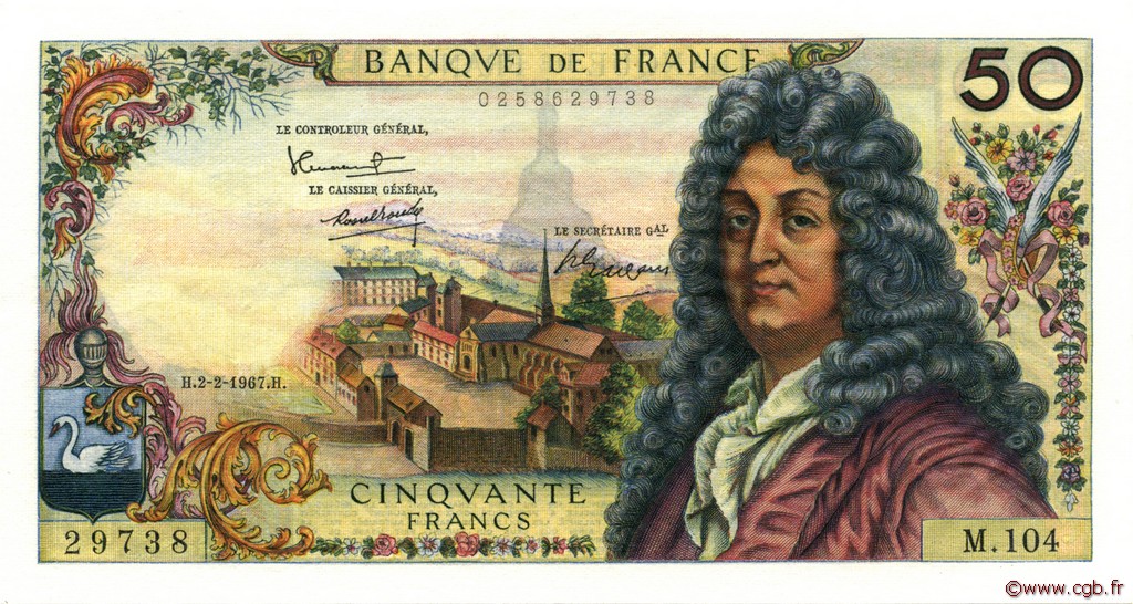 50 Francs RACINE FRANCIA  1967 F.64.09 EBC