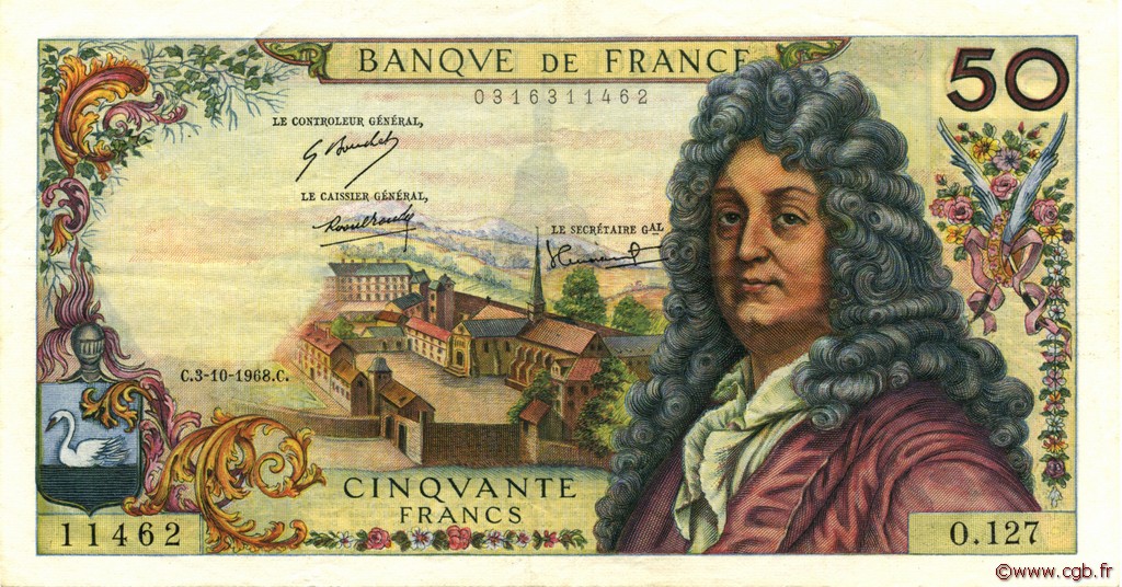 50 Francs RACINE FRANCIA  1968 F.64.12 BB