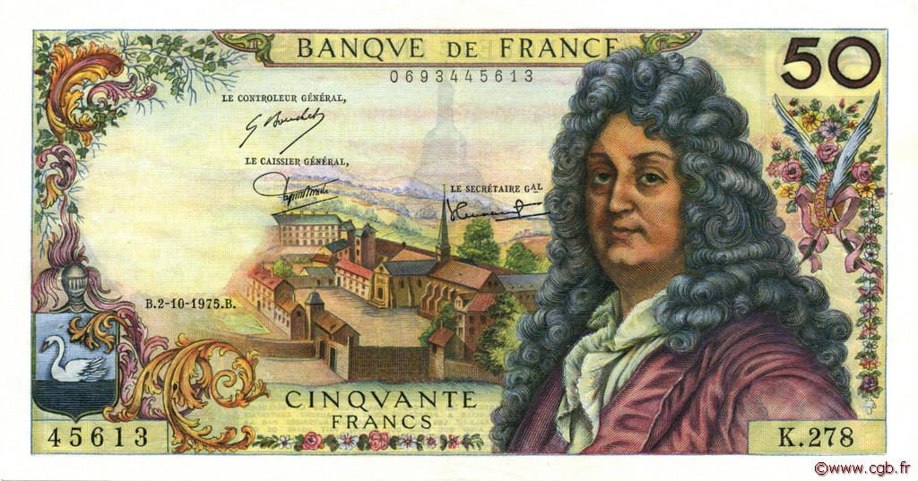 50 Francs RACINE FRANCE  1975 F.64.31 XF+