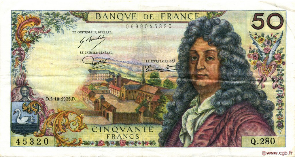 50 Francs RACINE FRANCIA  1975 F.64.31 MBC