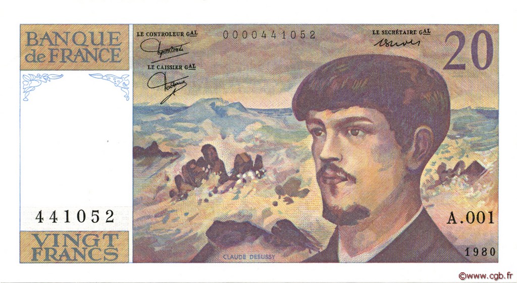 20 Francs DEBUSSY FRANCIA  1980 F.66.01A1 SC+