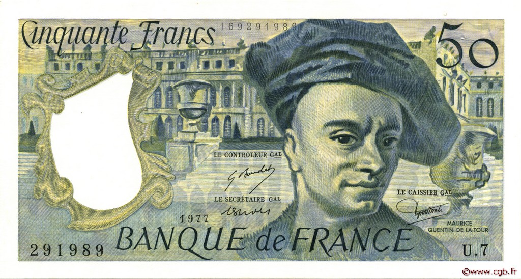 50 Francs QUENTIN DE LA TOUR FRANKREICH  1977 F.67.02 VZ+