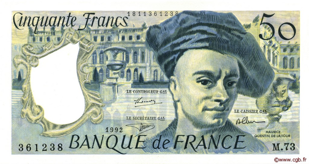 50 Francs QUENTIN DE LA TOUR FRANCE  1992 F.67.18 UNC