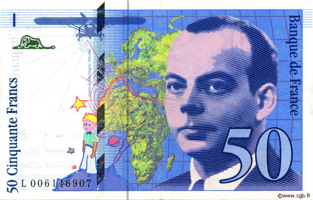 50 Francs SAINT-EXUPÉRY FRANKREICH  1993 F.72.02 VZ