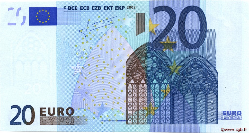 20 Euro Fauté EUROPA  2002 €.120.26 UNC-