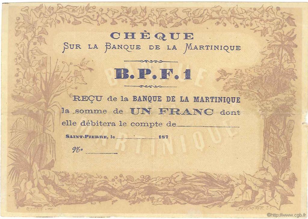 1 Franc Non émis MARTINIQUE  1870 P.05A BB