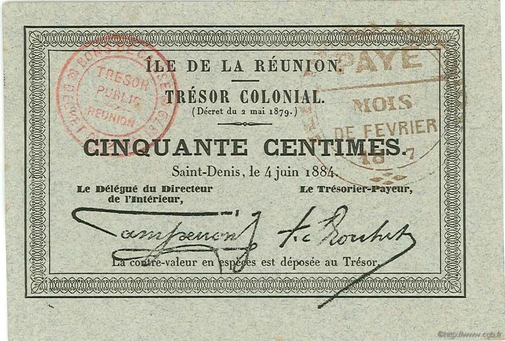 50 Centimes REUNION  1884 P.05 AU-