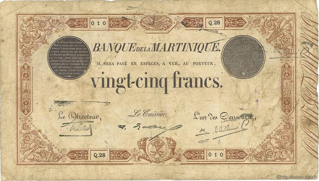25 Francs MARTINIQUE  1930 P.07b VG