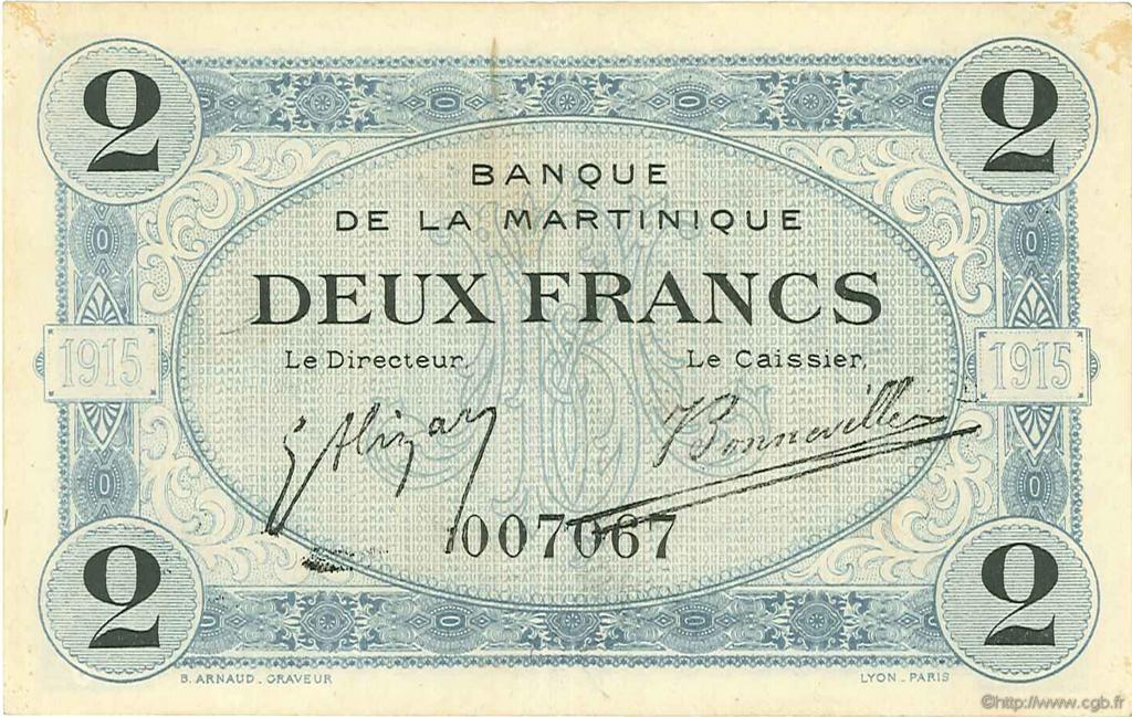 2 Francs MARTINIQUE  1915 P.11 VZ