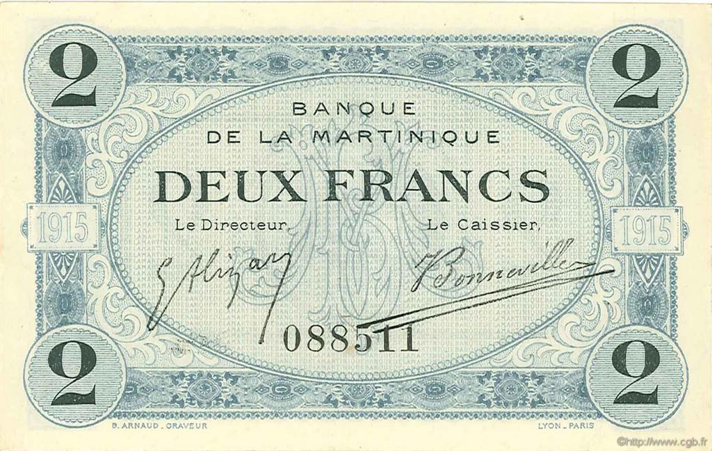 2 Francs MARTINIQUE  1915 P.11 SC+
