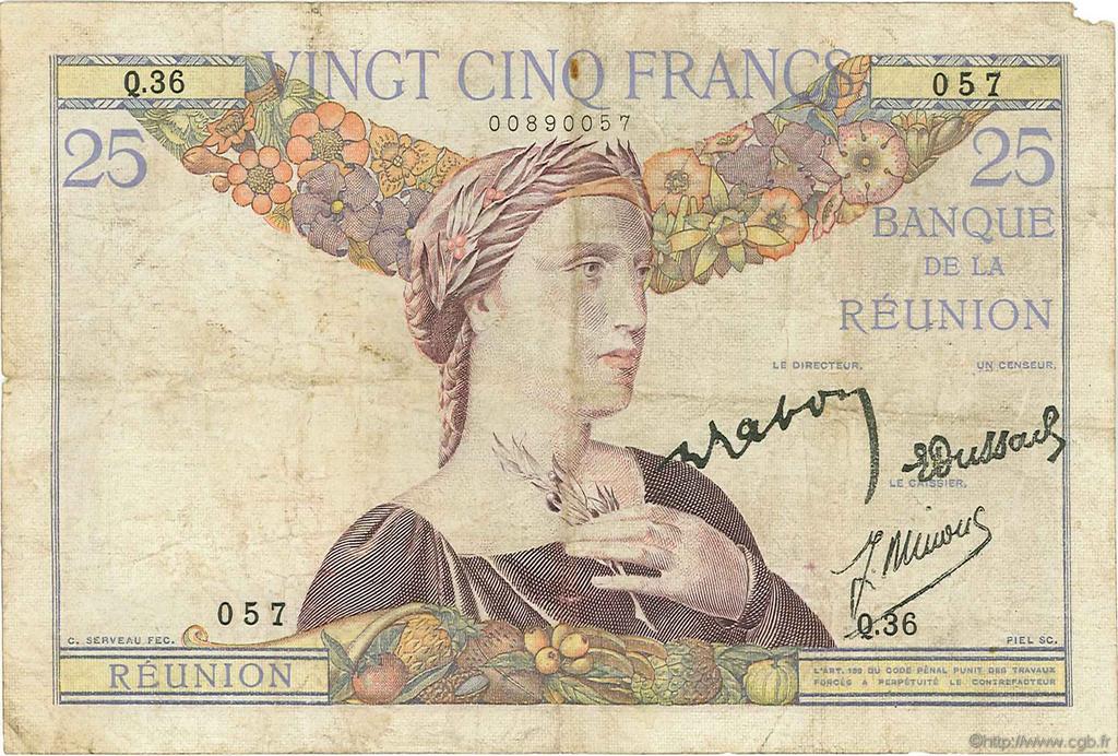 25 Francs ISOLA RIUNIONE  1944 P.23 q.MB
