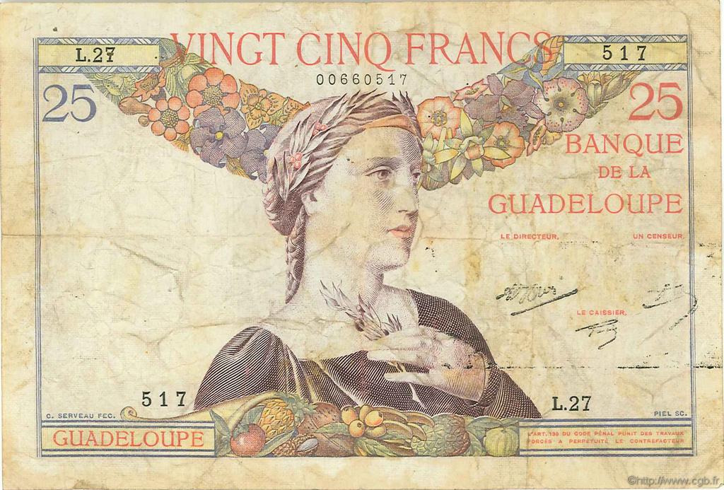 25 Francs GUADELOUPE  1944 P.14 BC