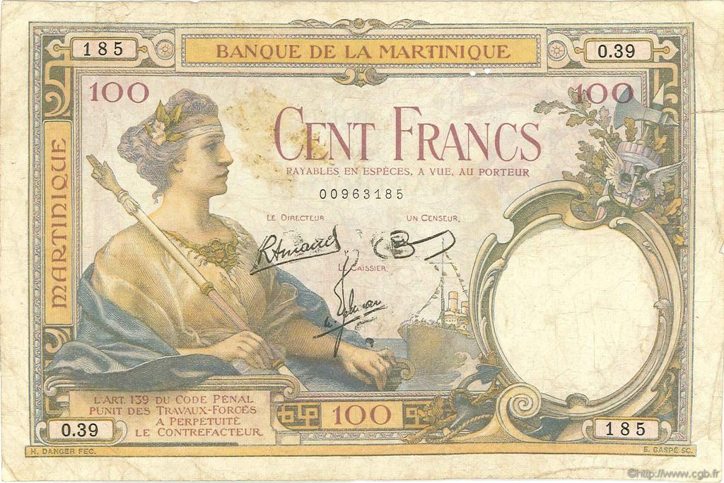 100 Francs MARTINIQUE  1945 P.13 MB