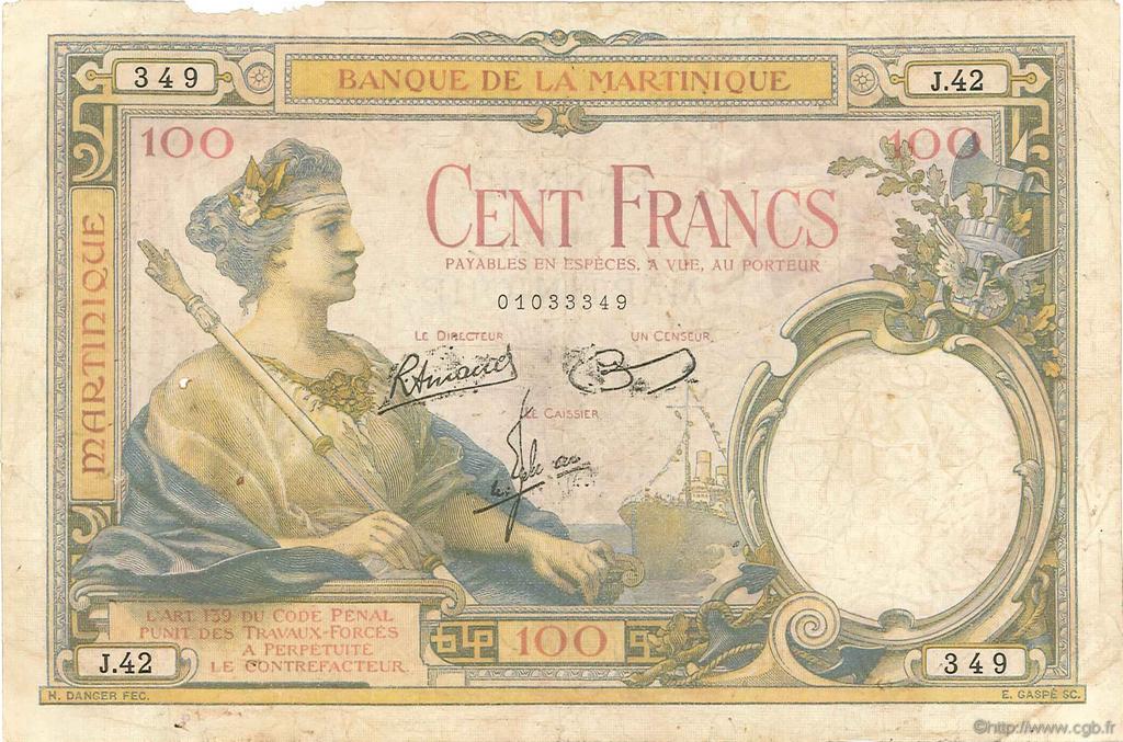 100 Francs MARTINIQUE  1945 P.13 RC+