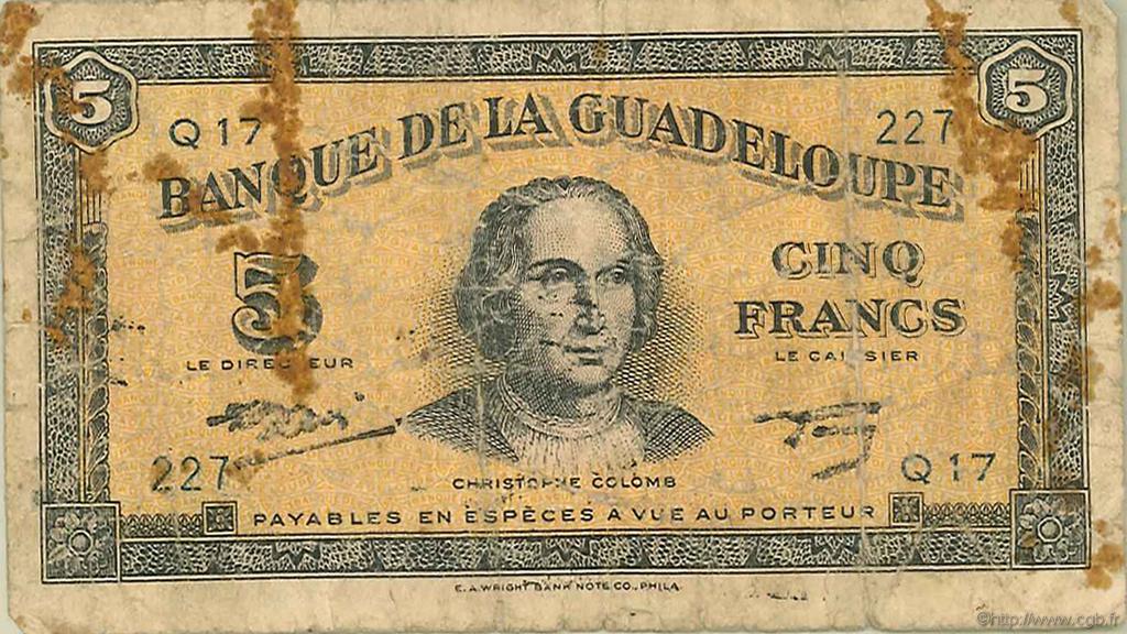 5 Francs GUADELOUPE  1945 P.21 MC