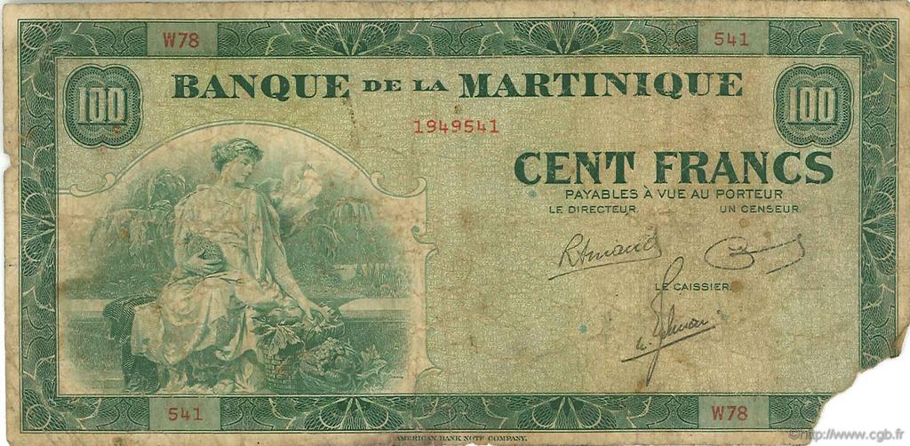 100 Francs MARTINIQUE  1945 P.19a G