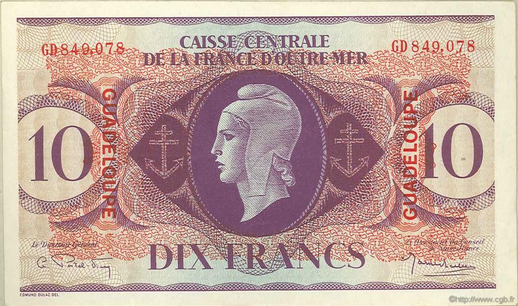 10 Francs GUADELOUPE  1944 P.27a VF+