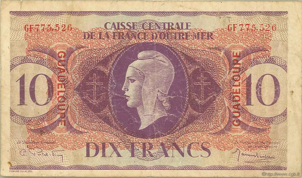 10 Francs GUADELOUPE  1944 P.27a fS