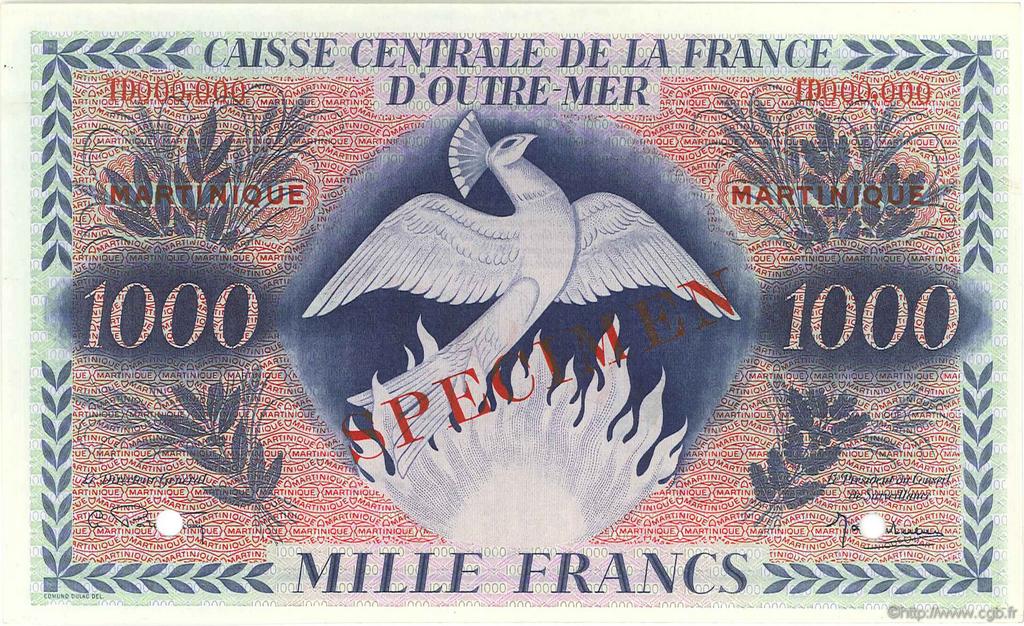 1000 Francs Phénix Spécimen MARTINIQUE  1946 P.26s ST